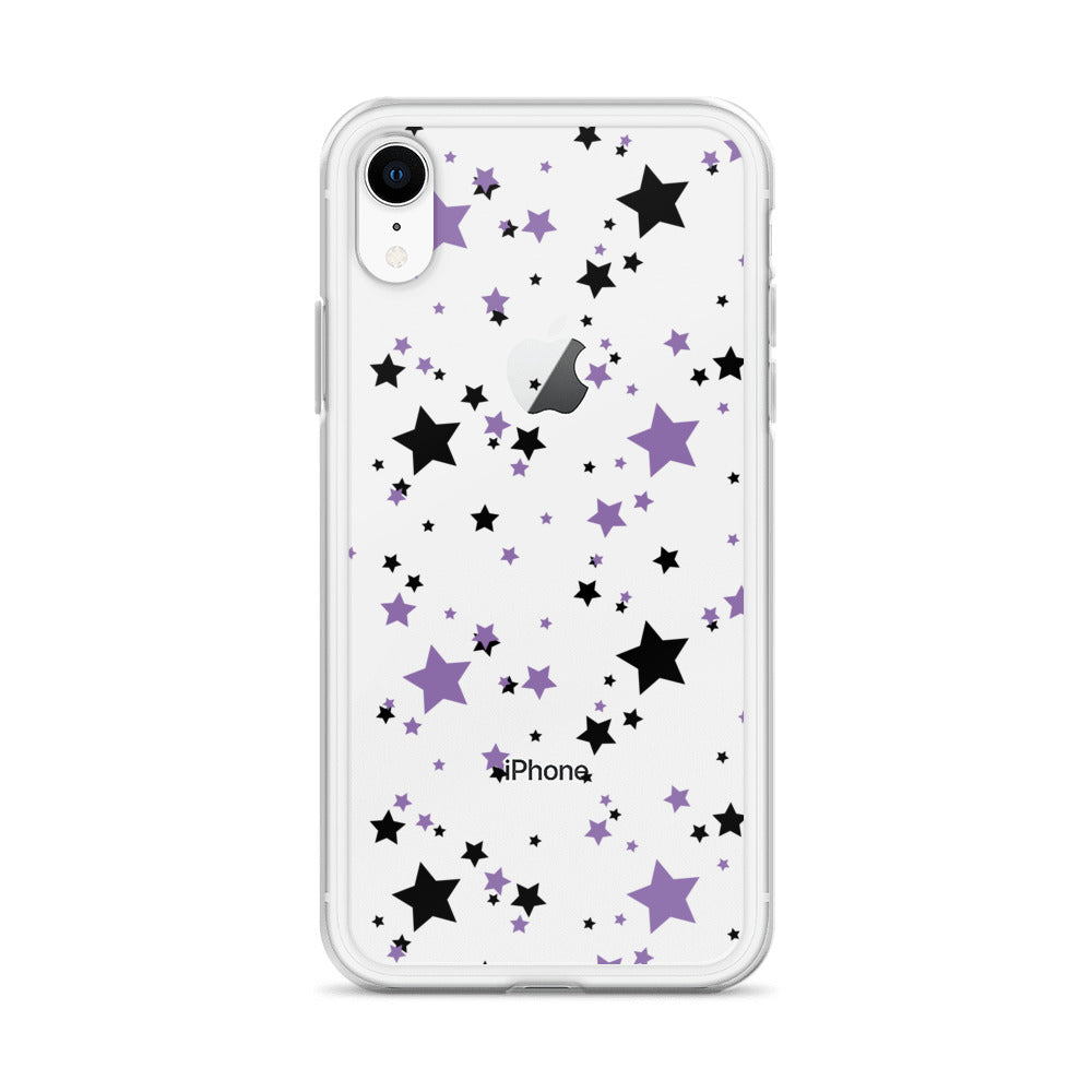 Purple and Black clear stars iPhone case