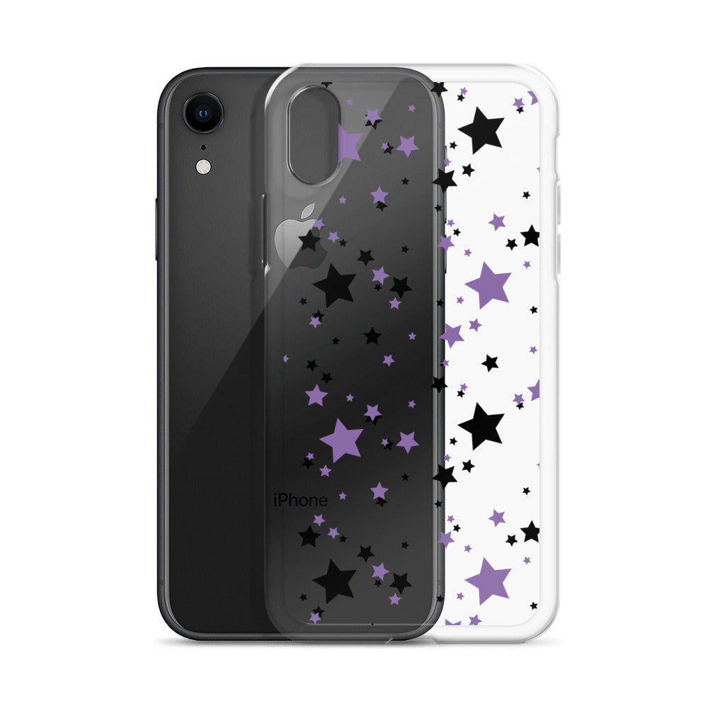 Purple and Black clear stars iPhone case