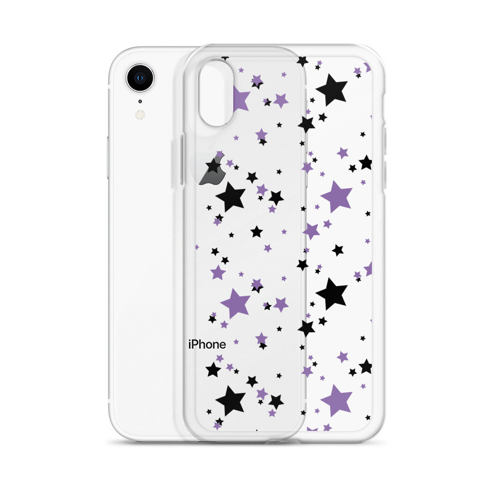 Purple and Black clear stars iPhone case