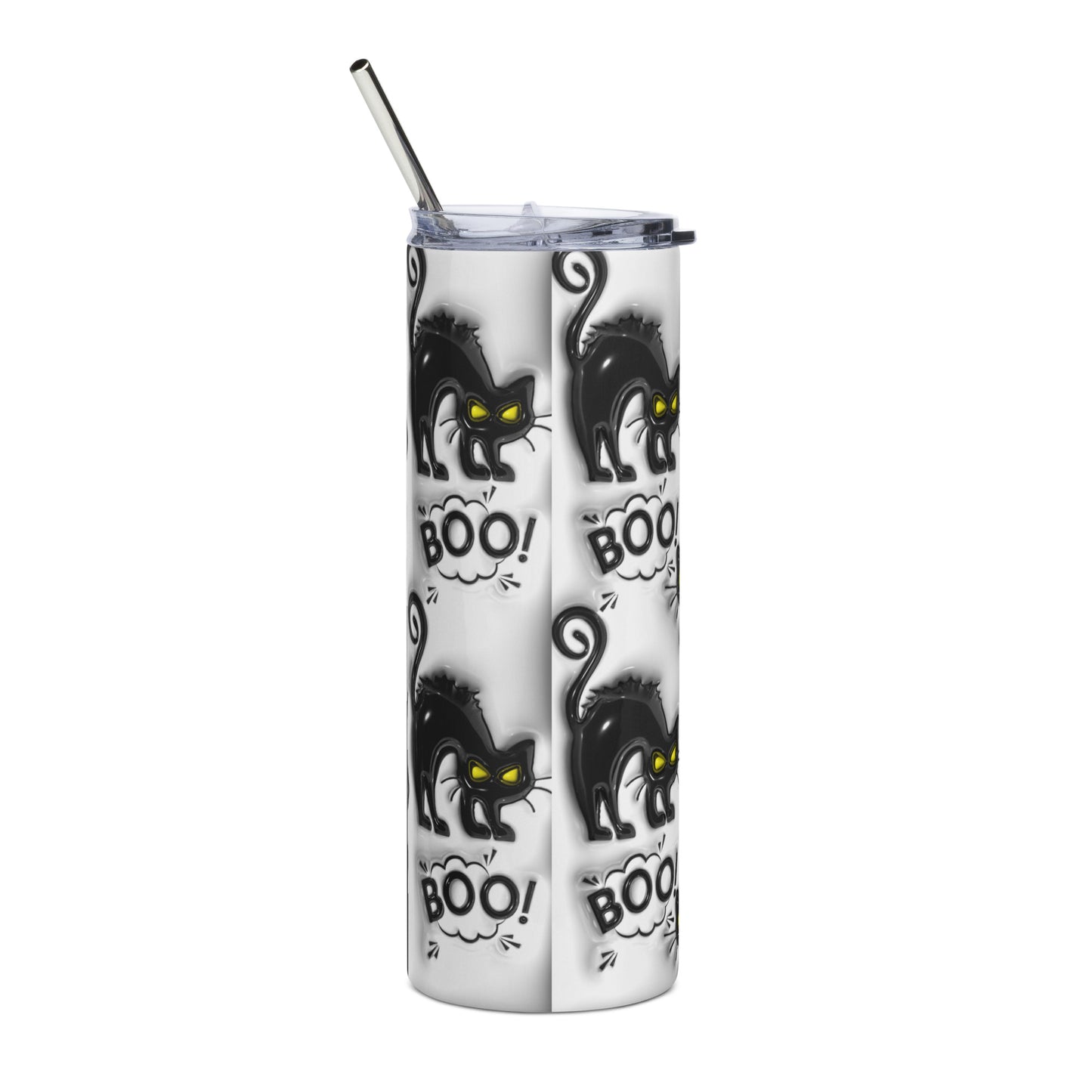 White and Black Cat Stainless steel tumbler