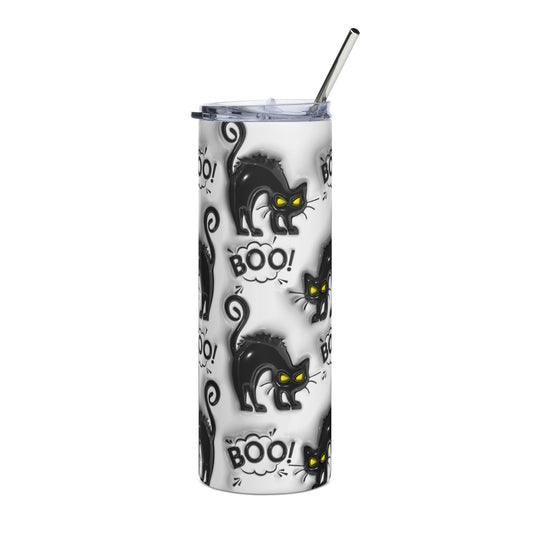 White and Black Cat Stainless steel tumbler