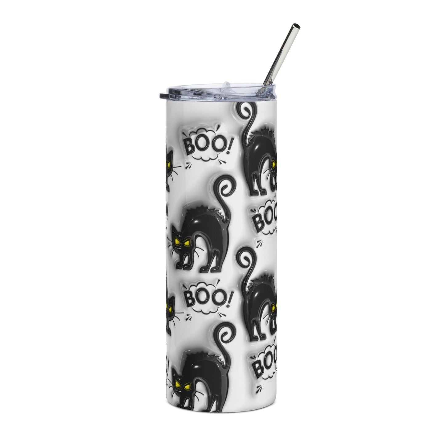 White and Black Cat Stainless steel tumbler
