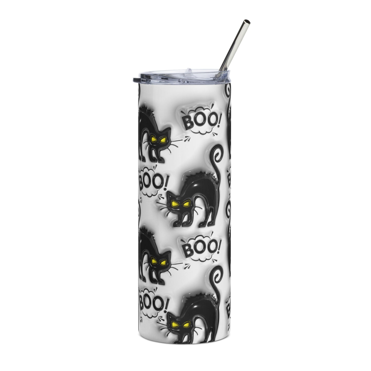 White and Black Cat Stainless steel tumbler