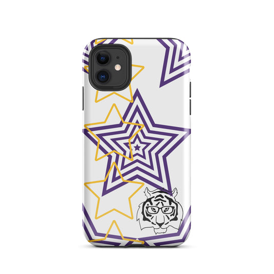 White purple and gold stars tough iPhone case