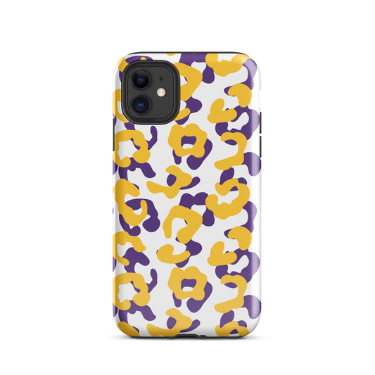 Purple and Gold leopard tough iPhone case