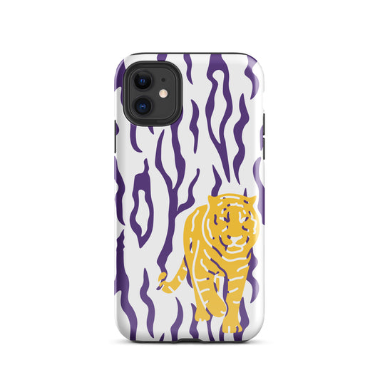 Gold Tiger Purple Stripe tough iPhone case