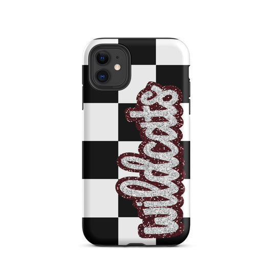 Black and White Grid Sequin Look Wildcat Tough Case for iPhone®