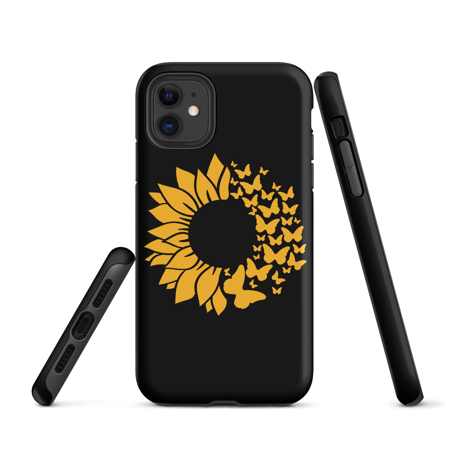 Black Sunflower Butterfly Tough Case for iPhone®