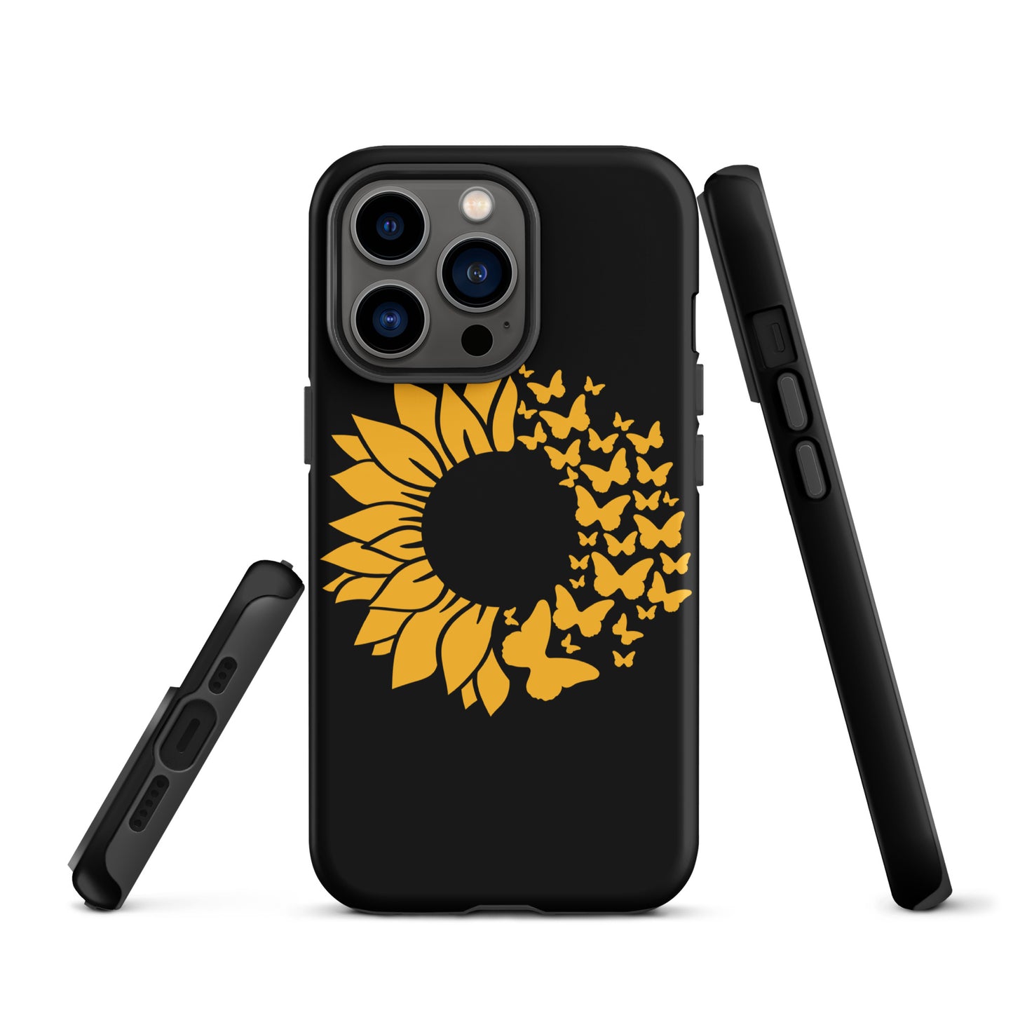 Black Sunflower Butterfly Tough Case for iPhone®