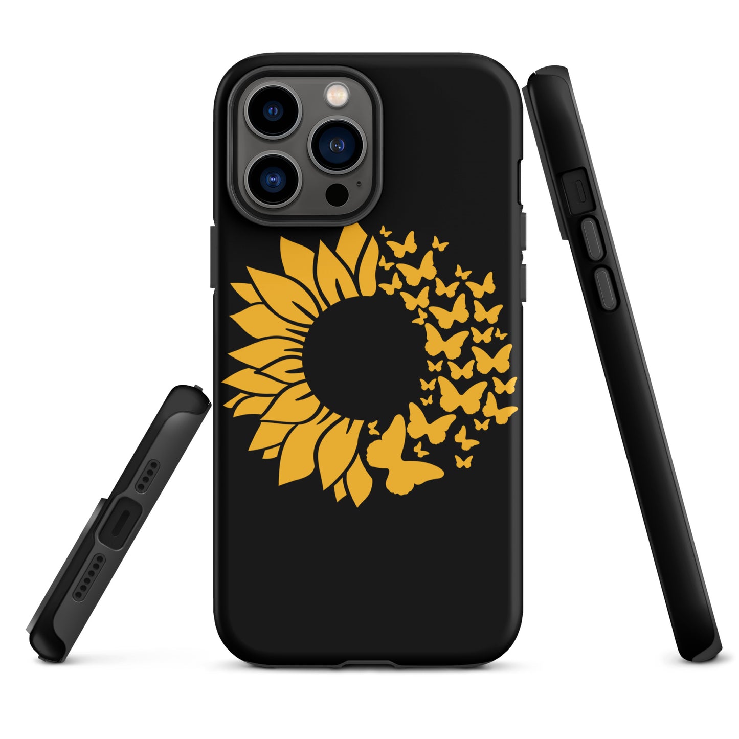 Black Sunflower Butterfly Tough Case for iPhone®