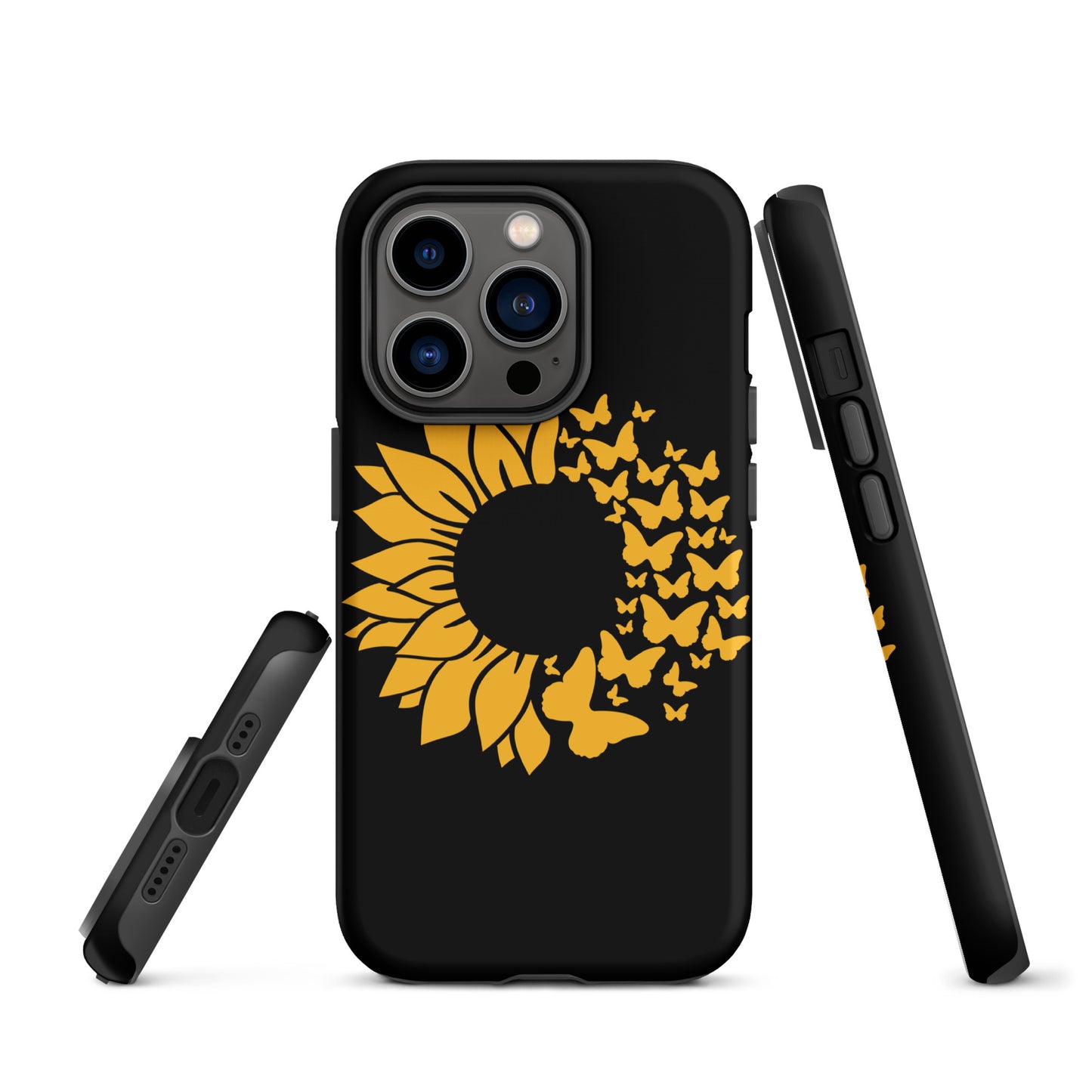 Black Sunflower Butterfly Tough Case for iPhone®