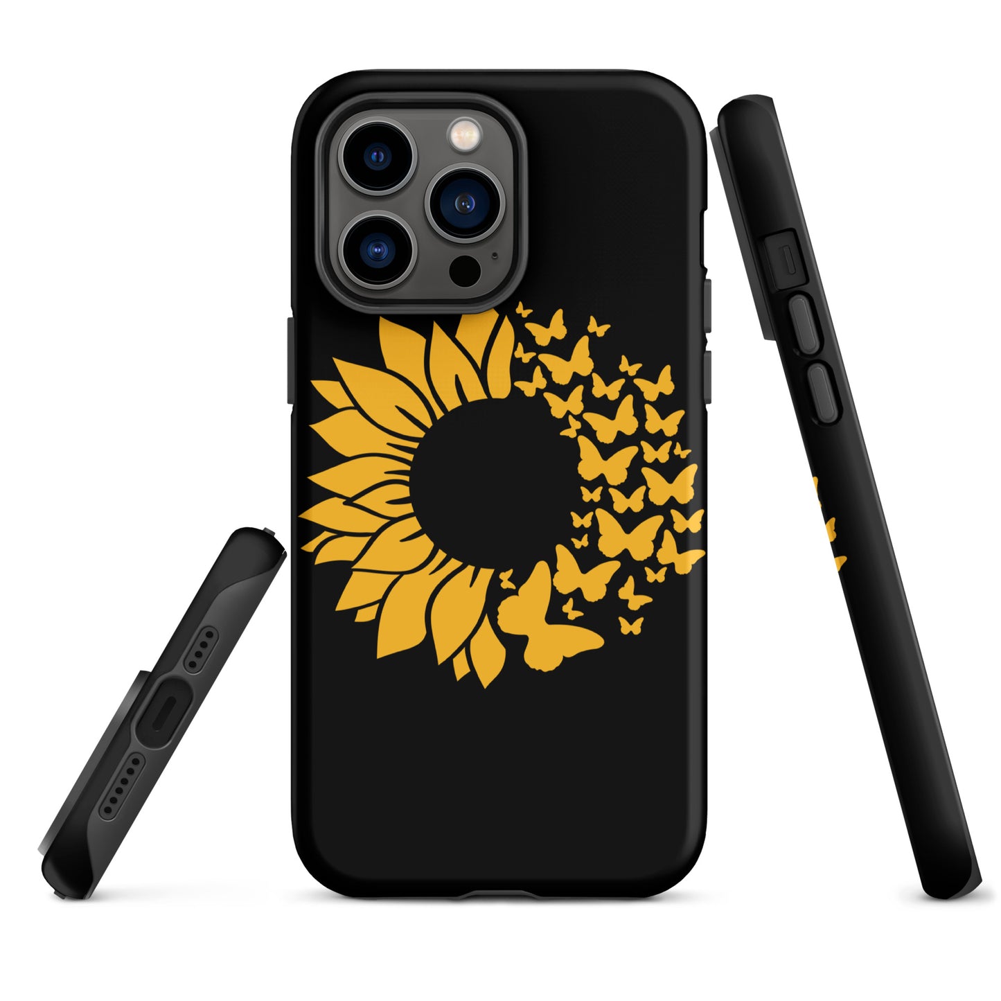 Black Sunflower Butterfly Tough Case for iPhone®