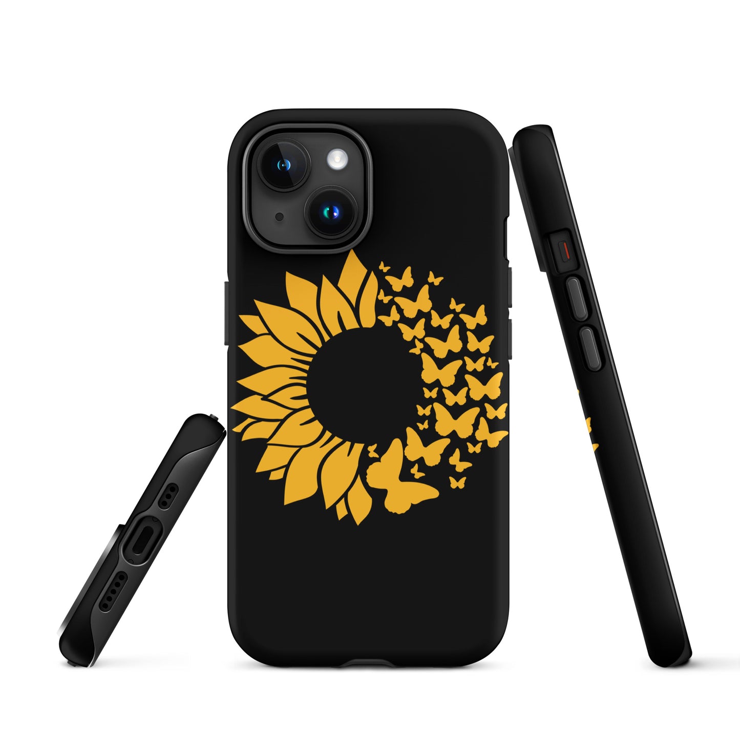 Black Sunflower Butterfly Tough Case for iPhone®