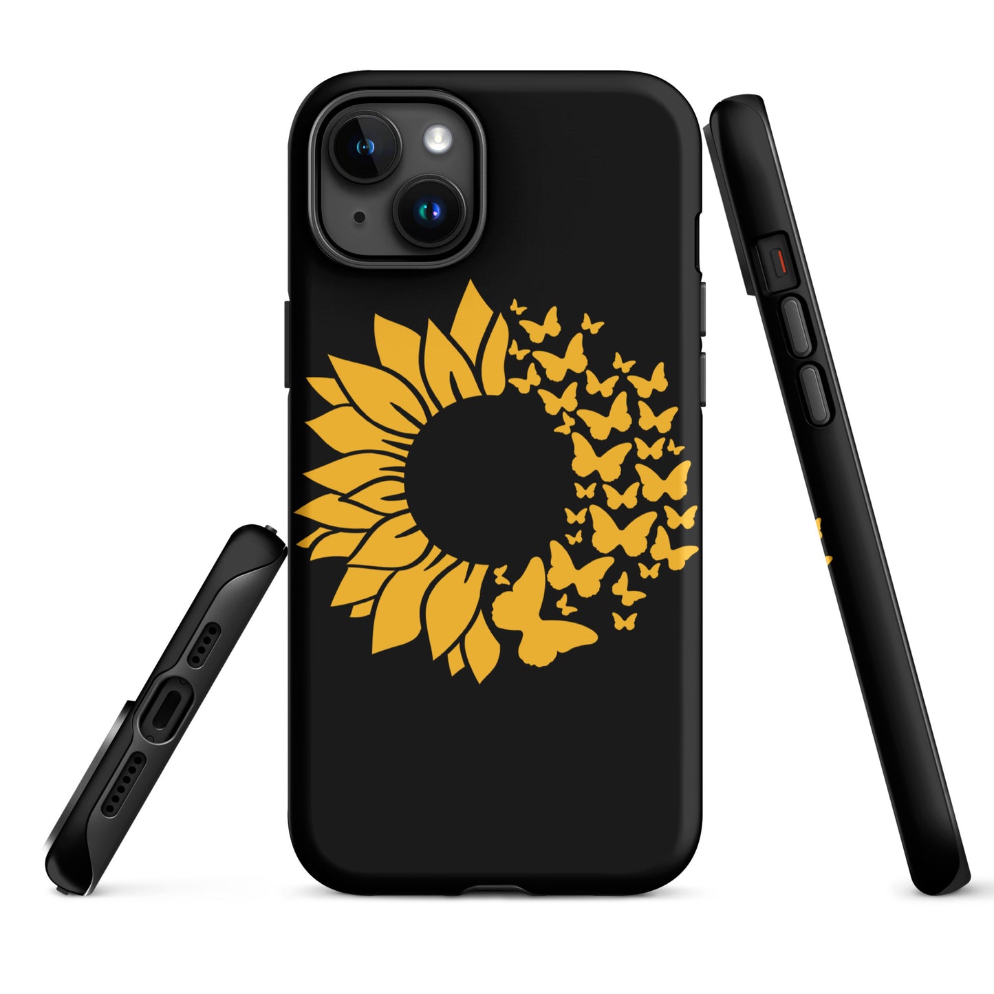 Black Sunflower Butterfly Tough Case for iPhone®