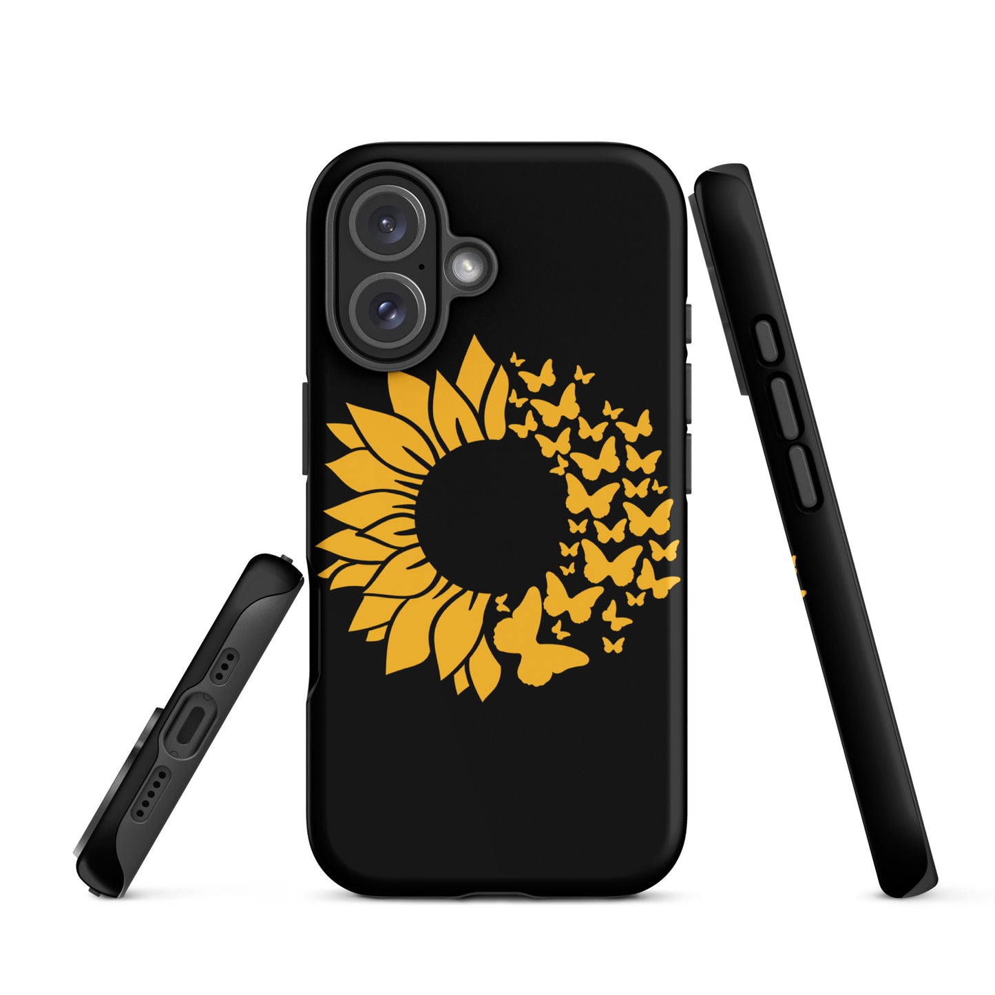 Black Sunflower Butterfly Tough Case for iPhone®