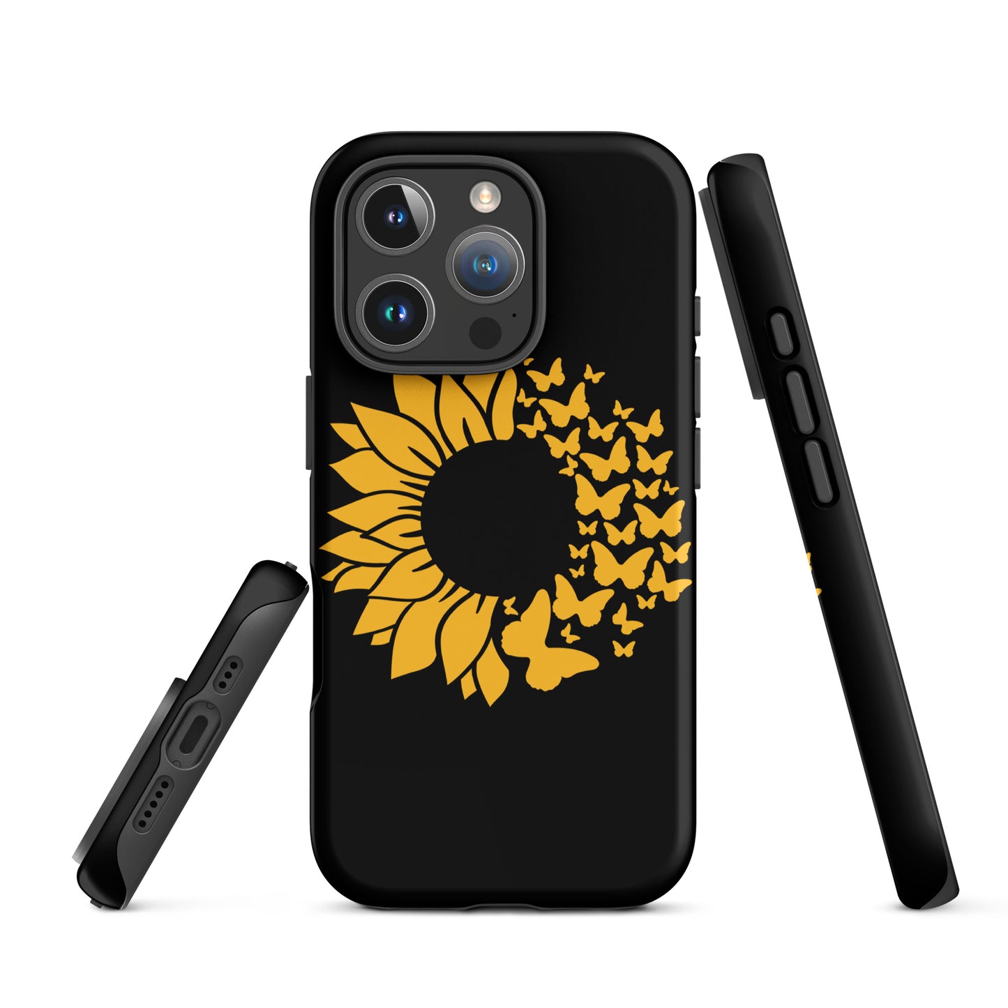 Black Sunflower Butterfly Tough Case for iPhone®