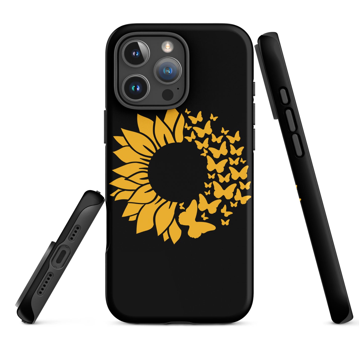 Black Sunflower Butterfly Tough Case for iPhone®