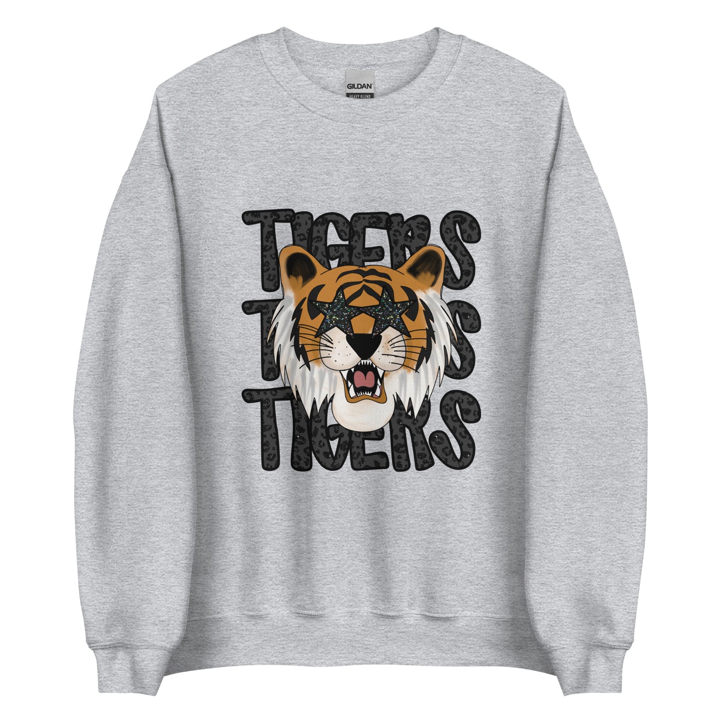 Tiger Face Faux Glitter Unisex Sweatshirt