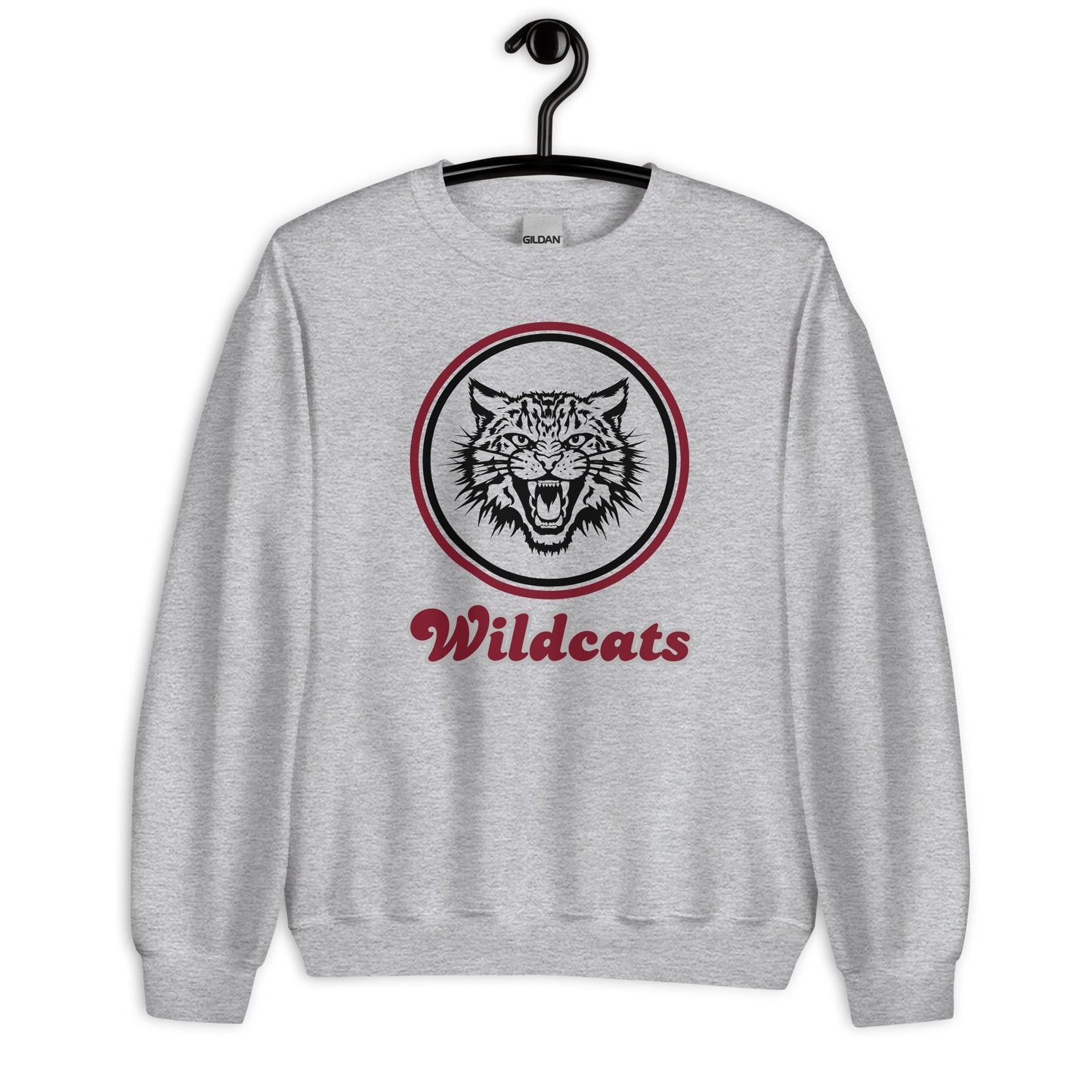 Retro Black Circle Wildcat Face Unisex Sweatshirt