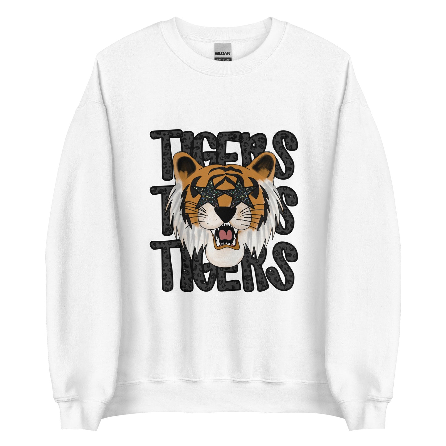 Tiger Face Faux Glitter Unisex Sweatshirt