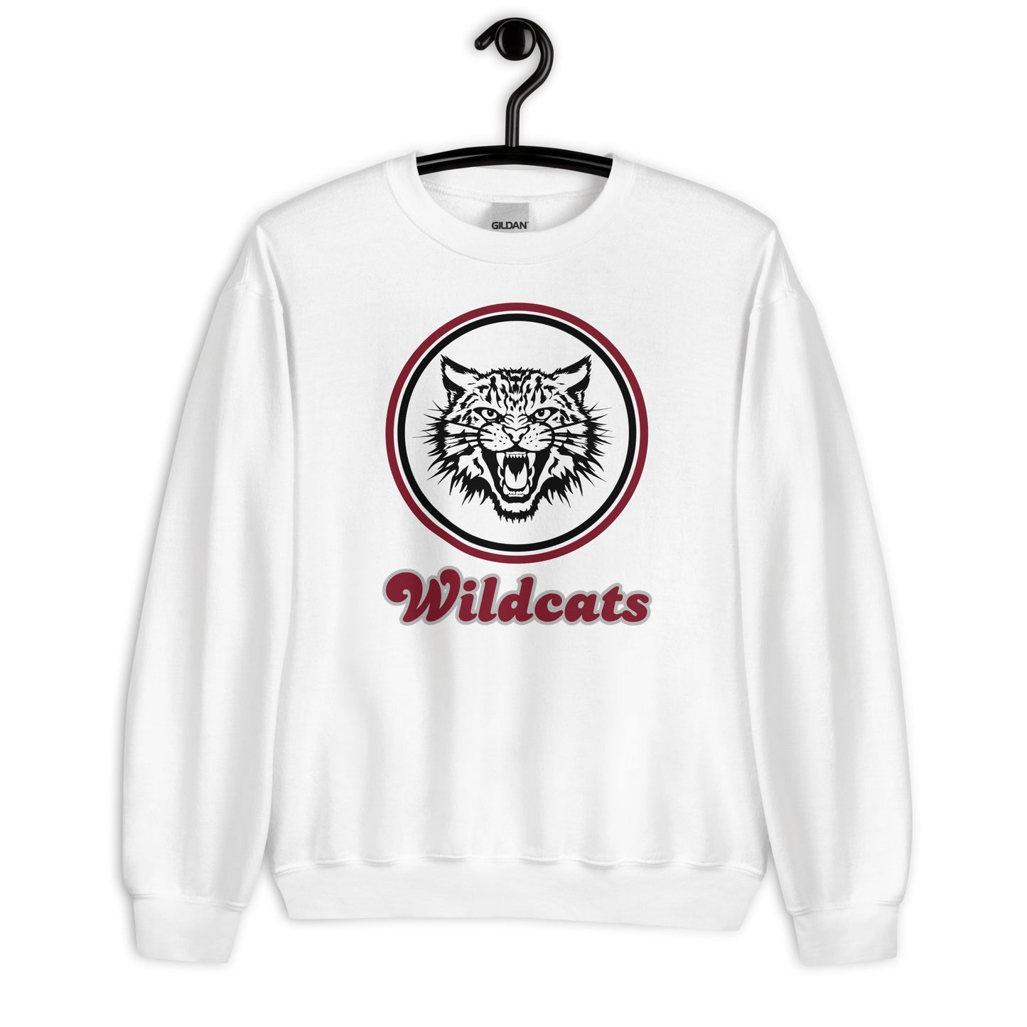 Retro Black Circle Wildcat Face Unisex Sweatshirt