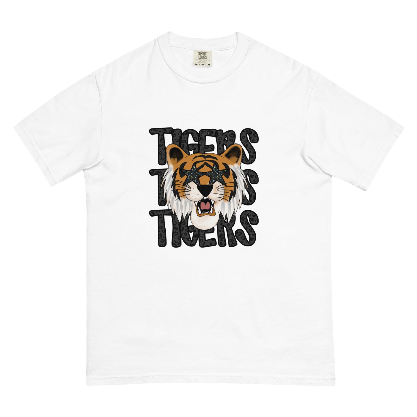 Tiger Face Faux Glitter Comfort Colors Unisex garment-dyed heavyweight t-shirt