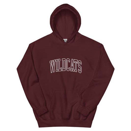 Wildcats Large Font White Unisex Hoodie