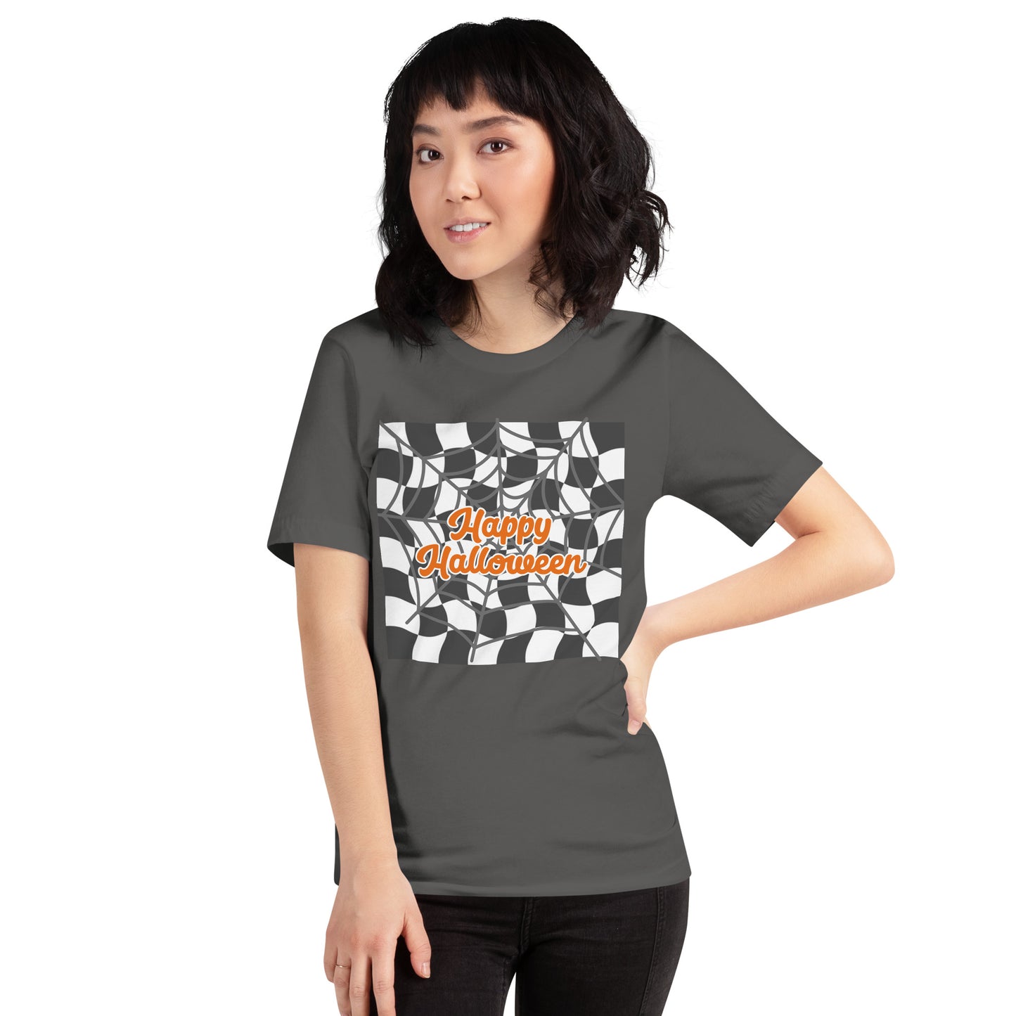 Wavy checker Happy Halloween T-shirt