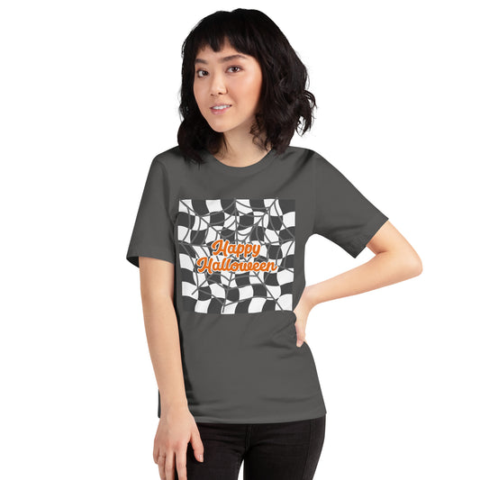 Wavy checker Happy Halloween T-shirt