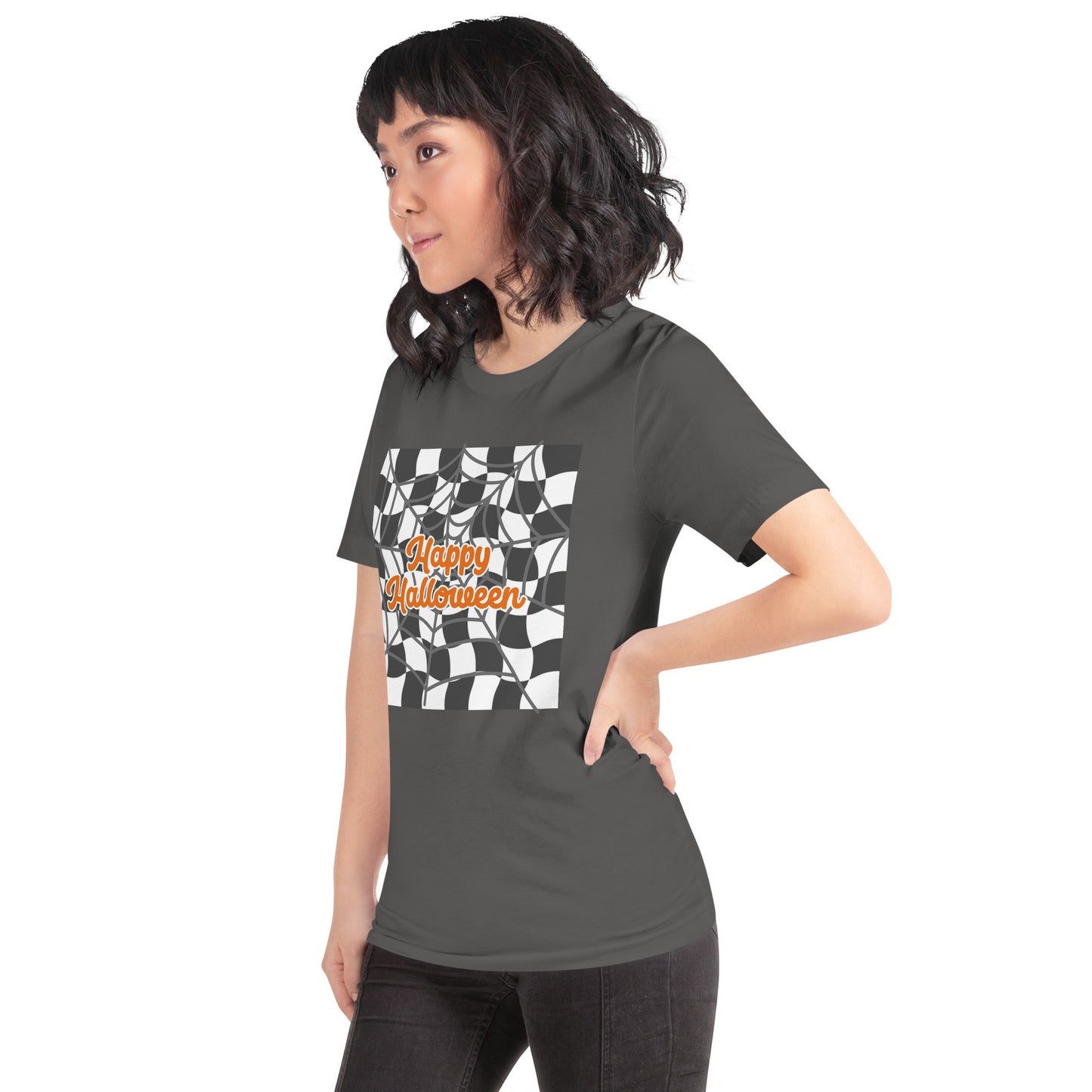 Wavy checker Happy Halloween T-shirt