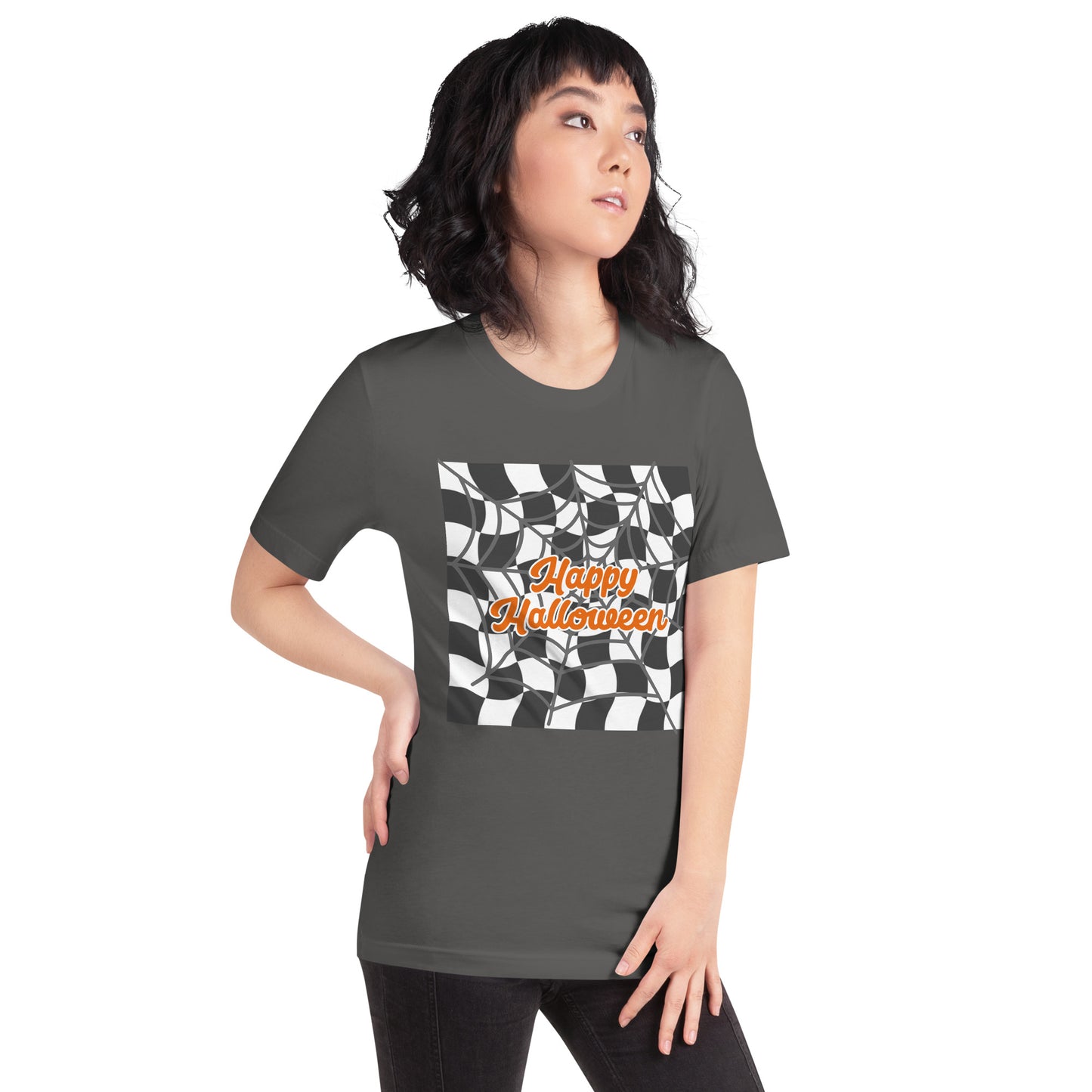 Wavy checker Happy Halloween T-shirt