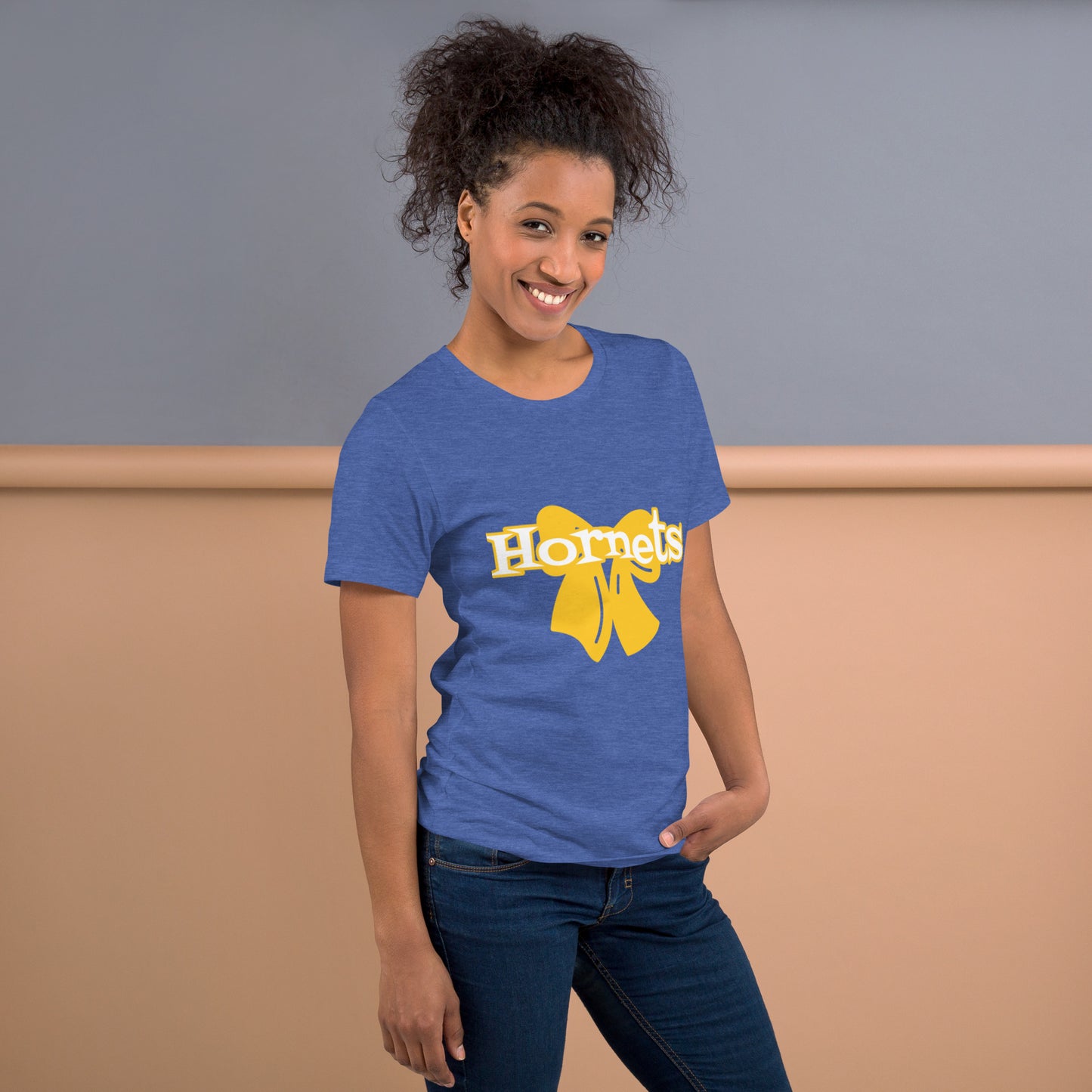 Blue Yellow Bow Hornets T-shirt