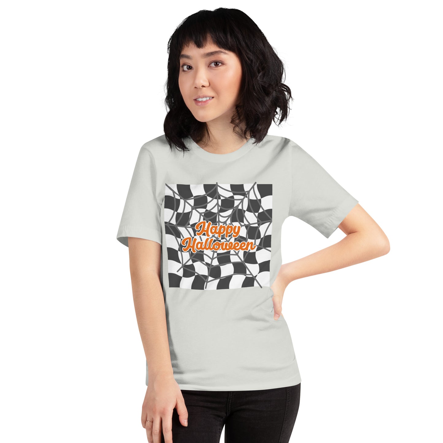 Wavy checker Happy Halloween T-shirt