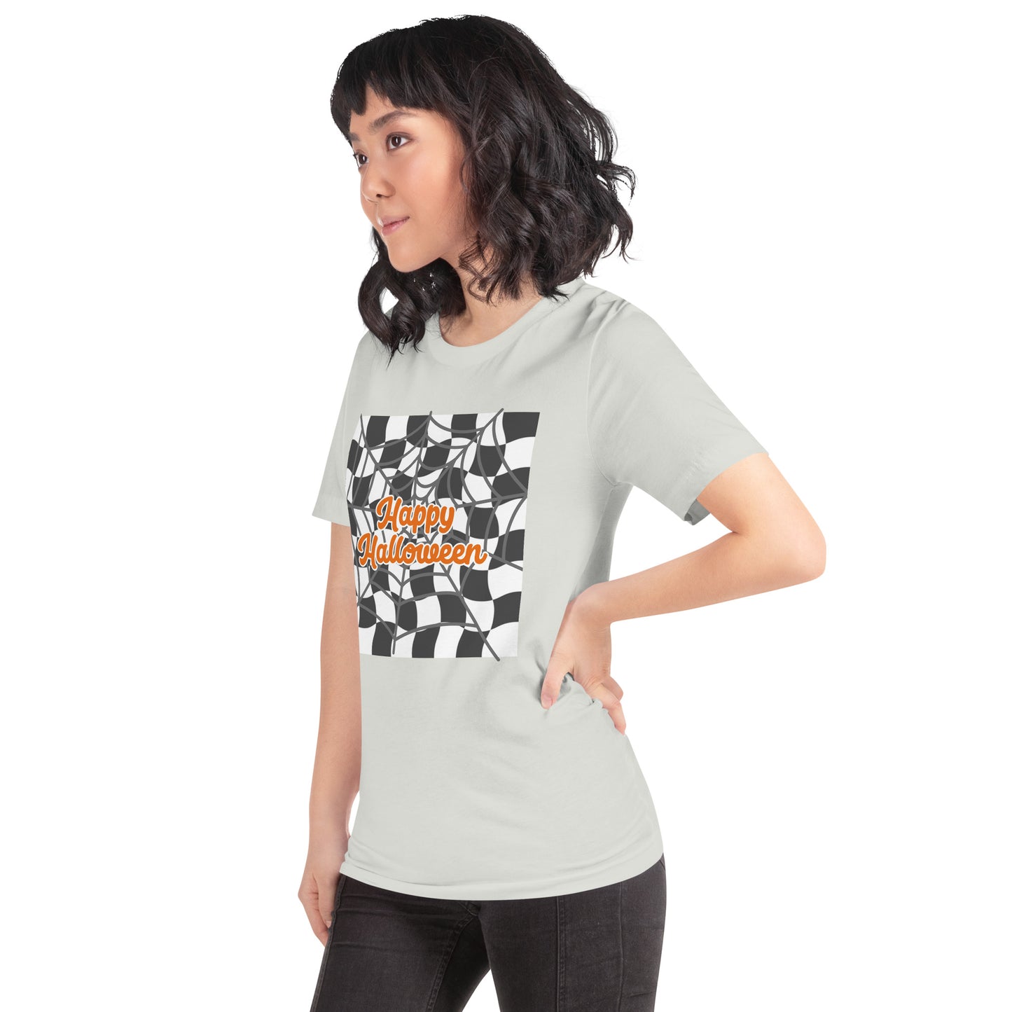 Wavy checker Happy Halloween T-shirt