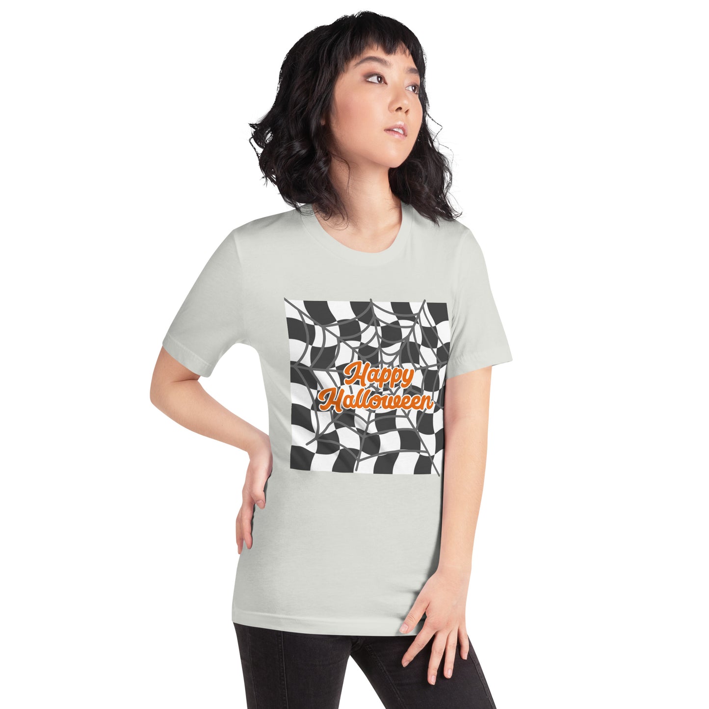 Wavy checker Happy Halloween T-shirt
