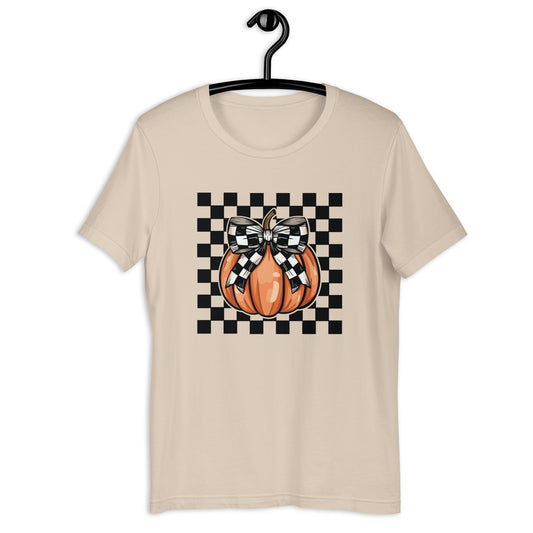 Pumpkin Bow Grid Unisex t-shirt