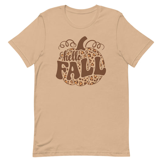 Hello Fall Leopard Pumpkin Unisex t-shirt