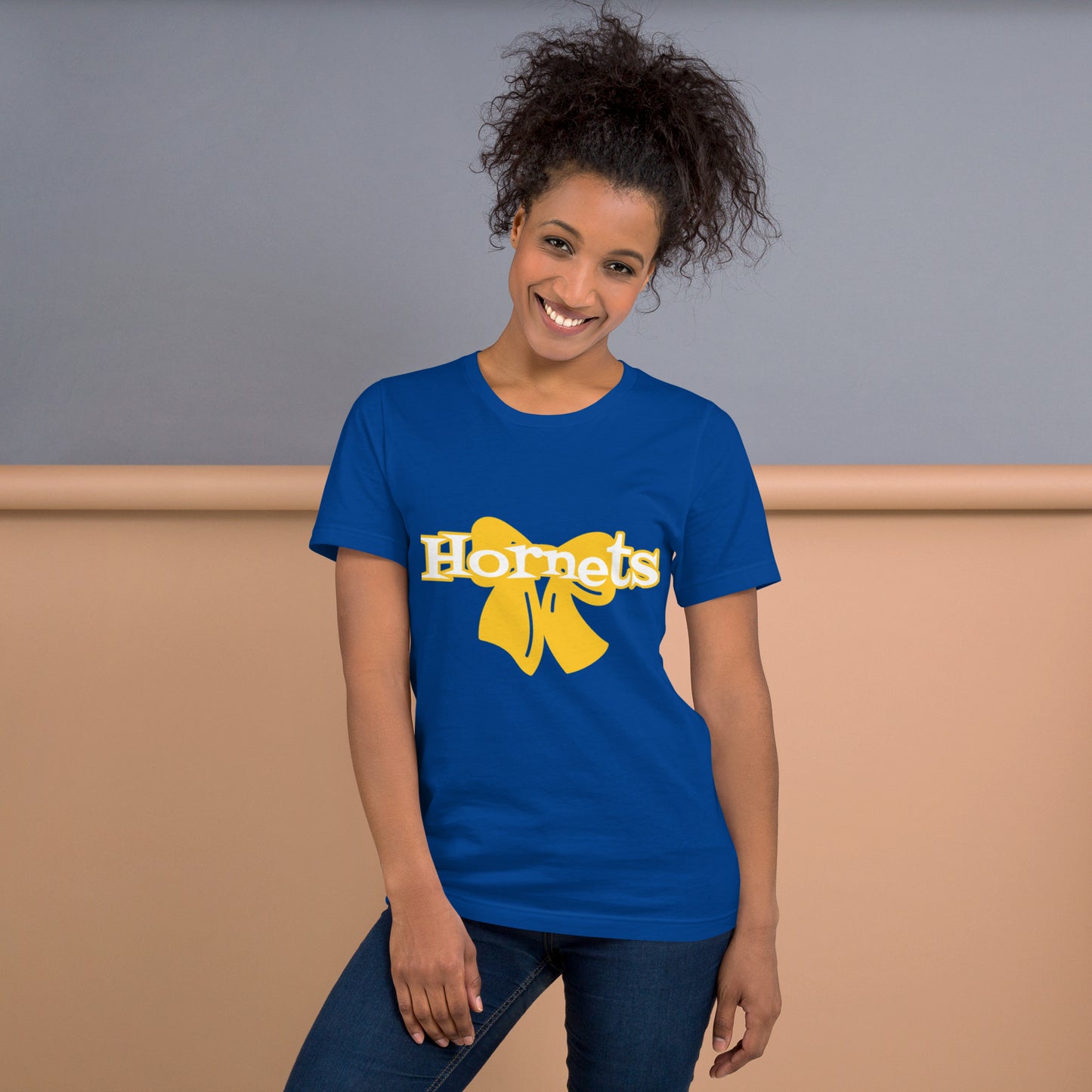 Blue Yellow Bow Hornets T-shirt