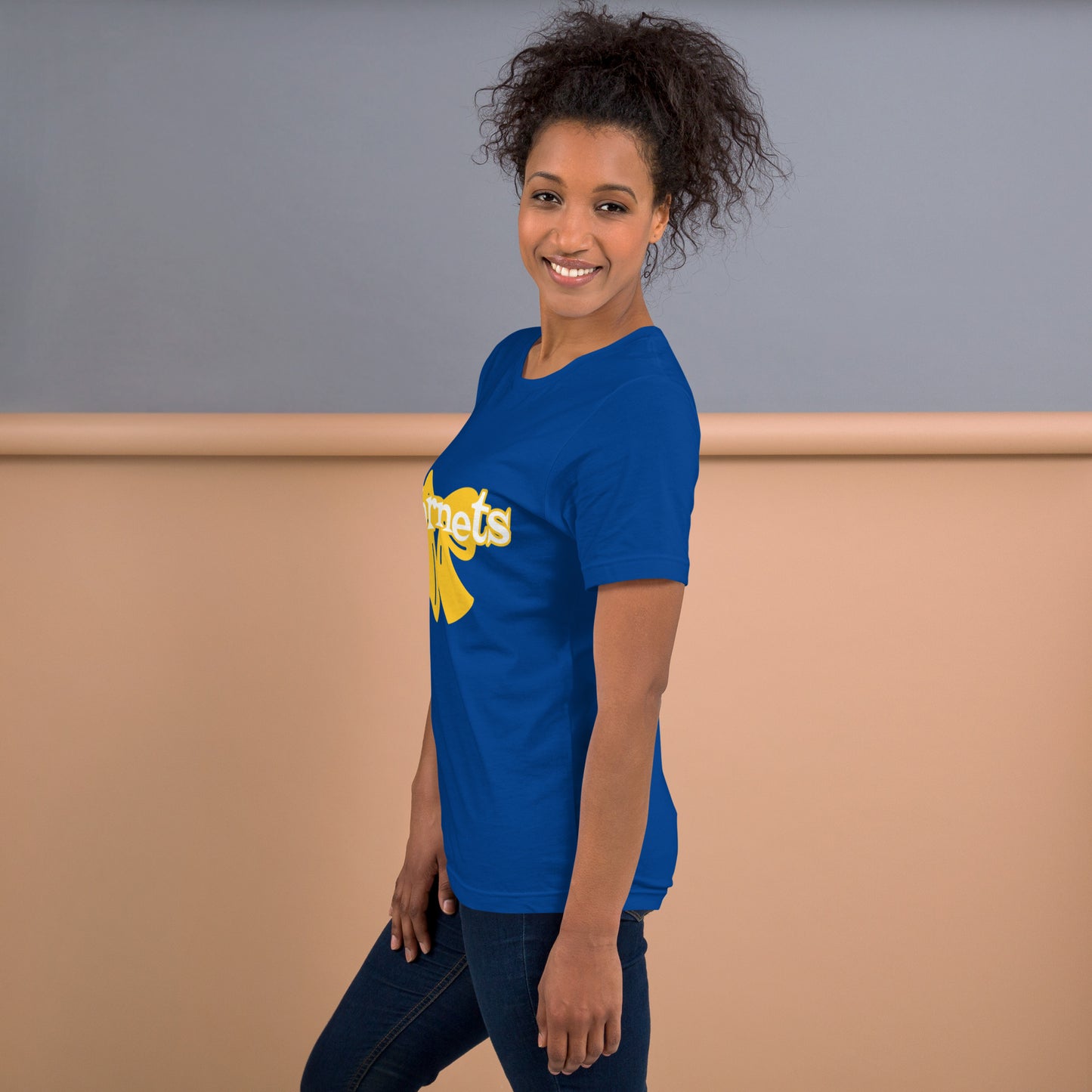 Blue Yellow Bow Hornets T-shirt