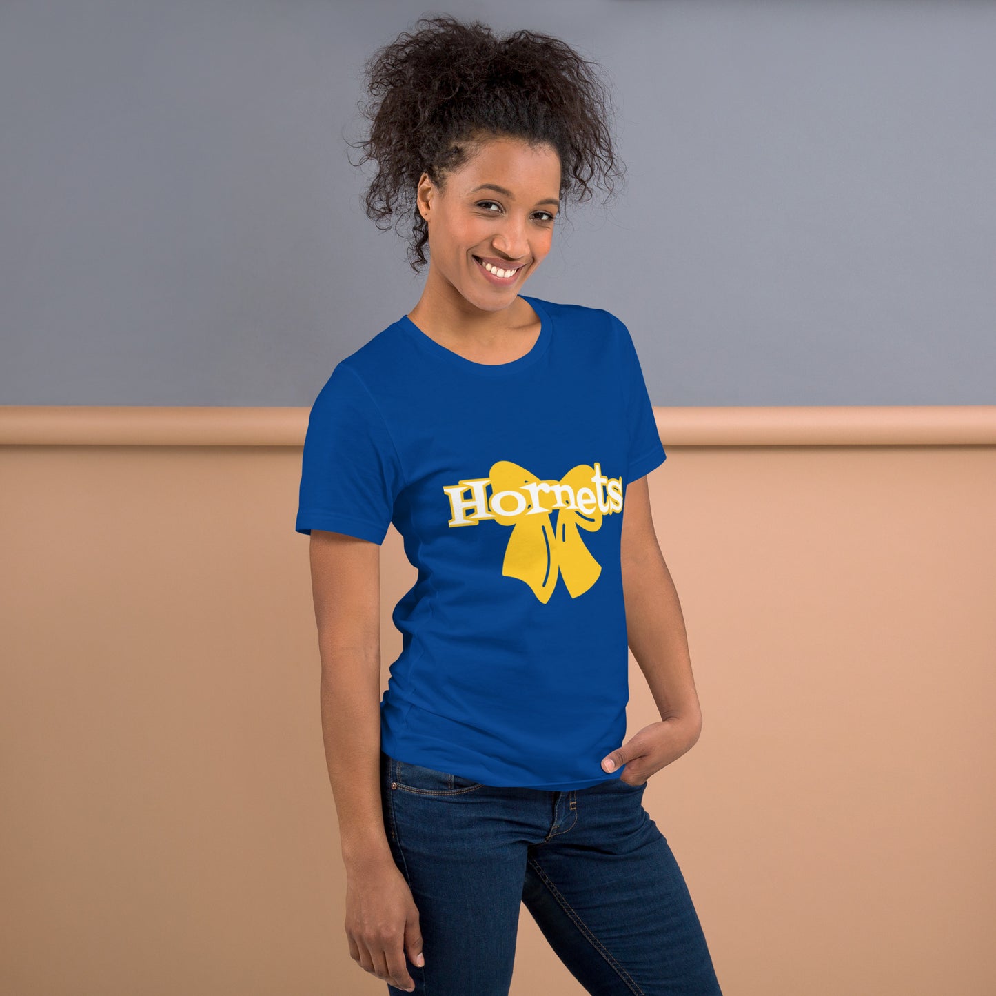 Blue Yellow Bow Hornets T-shirt