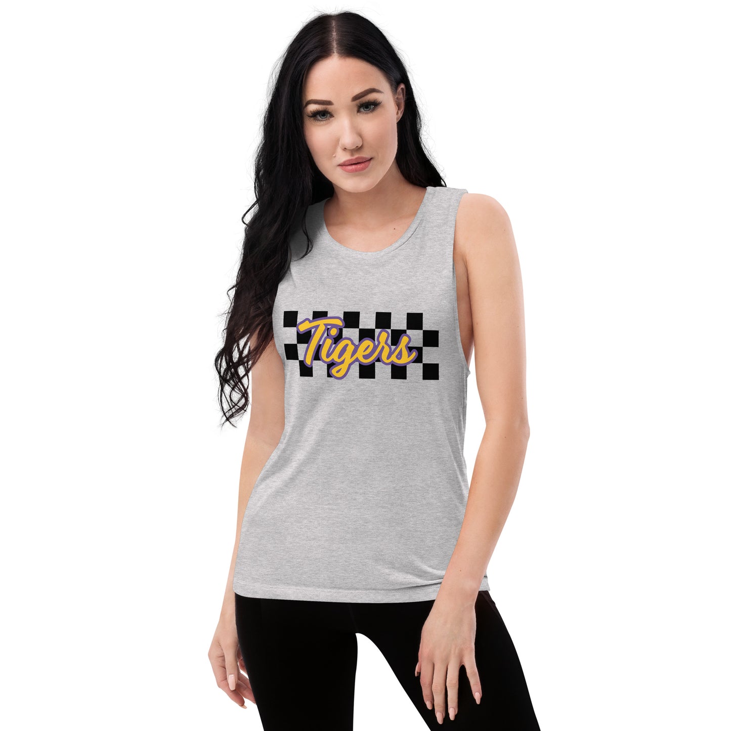 Tigers Script Checker Ladies’ Muscle Tank