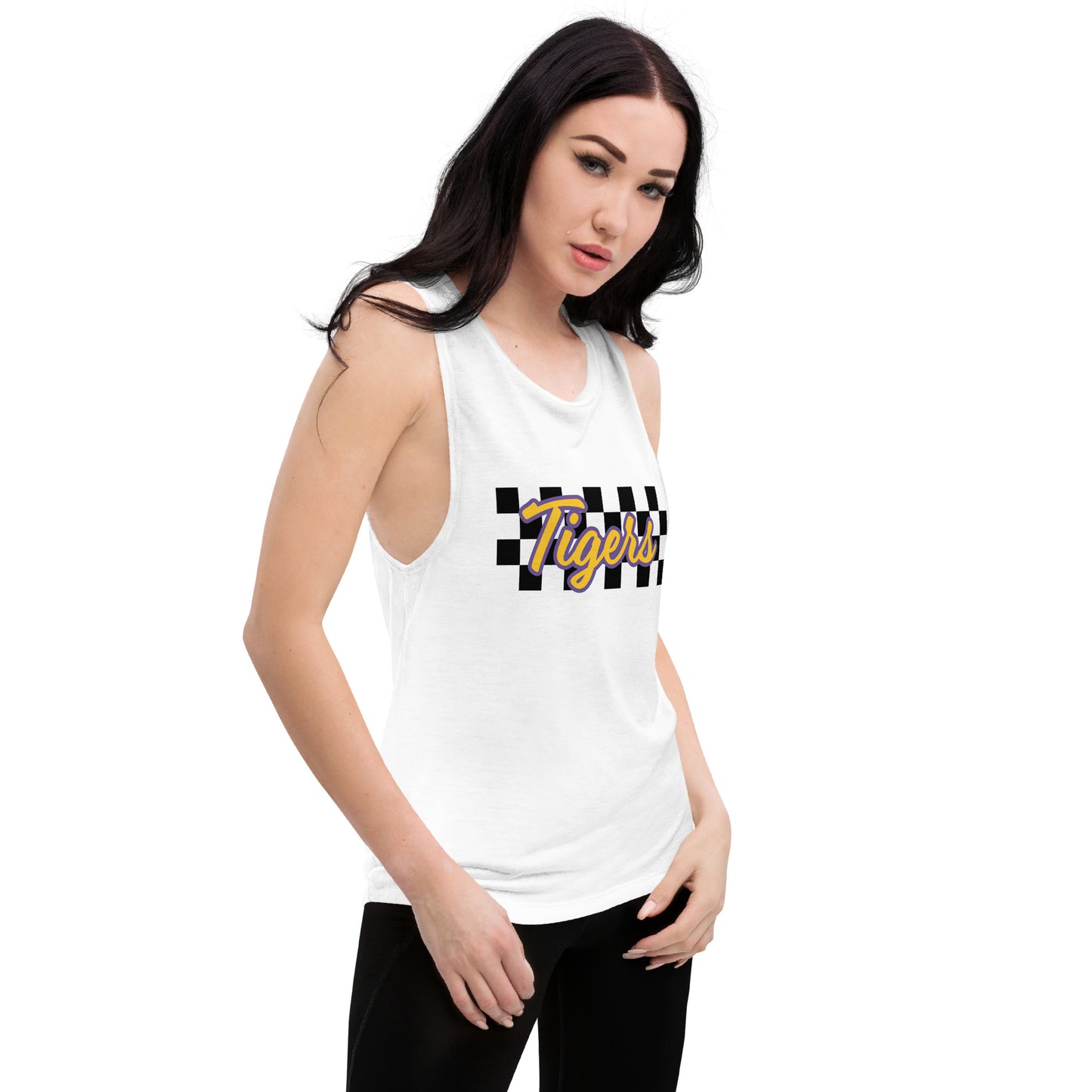 Tigers Script Checker Ladies’ Muscle Tank