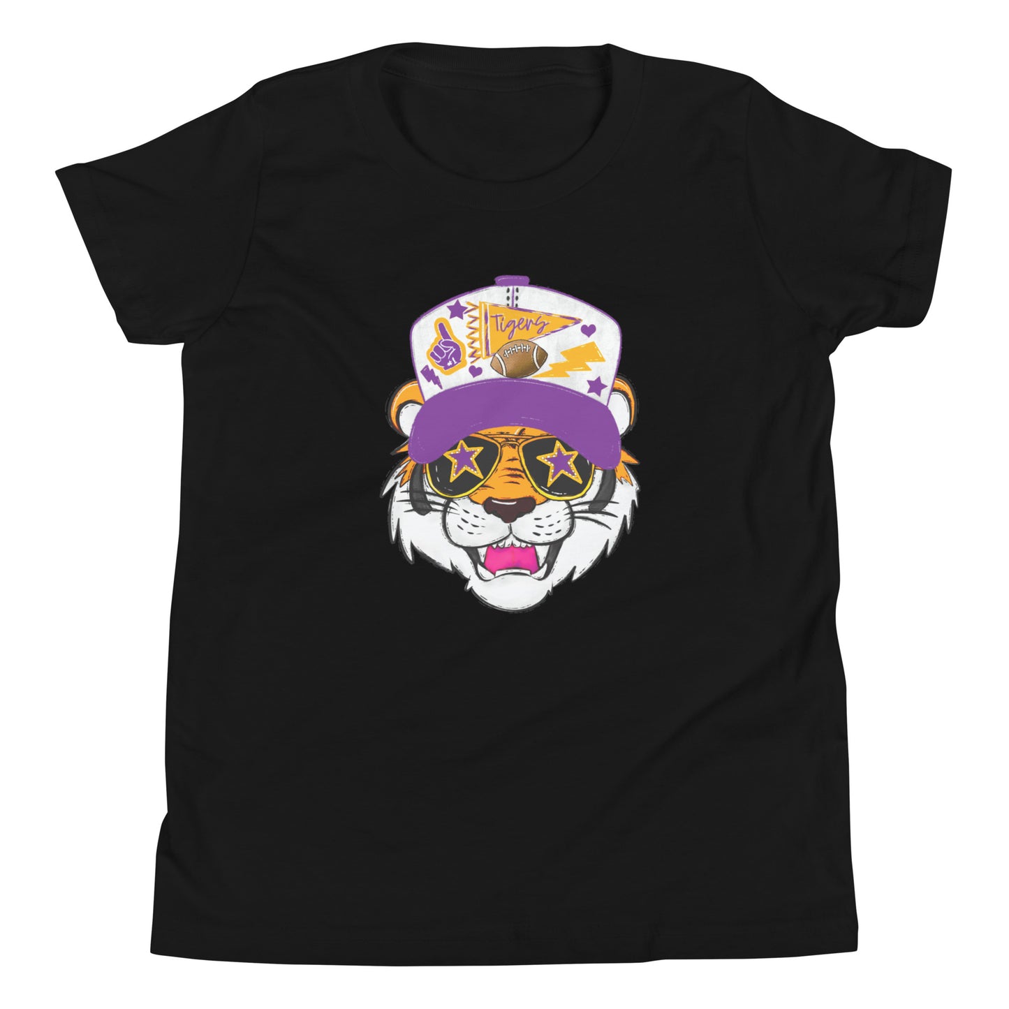 Tiger Trucker Hat Youth Short Sleeve T-Shirt