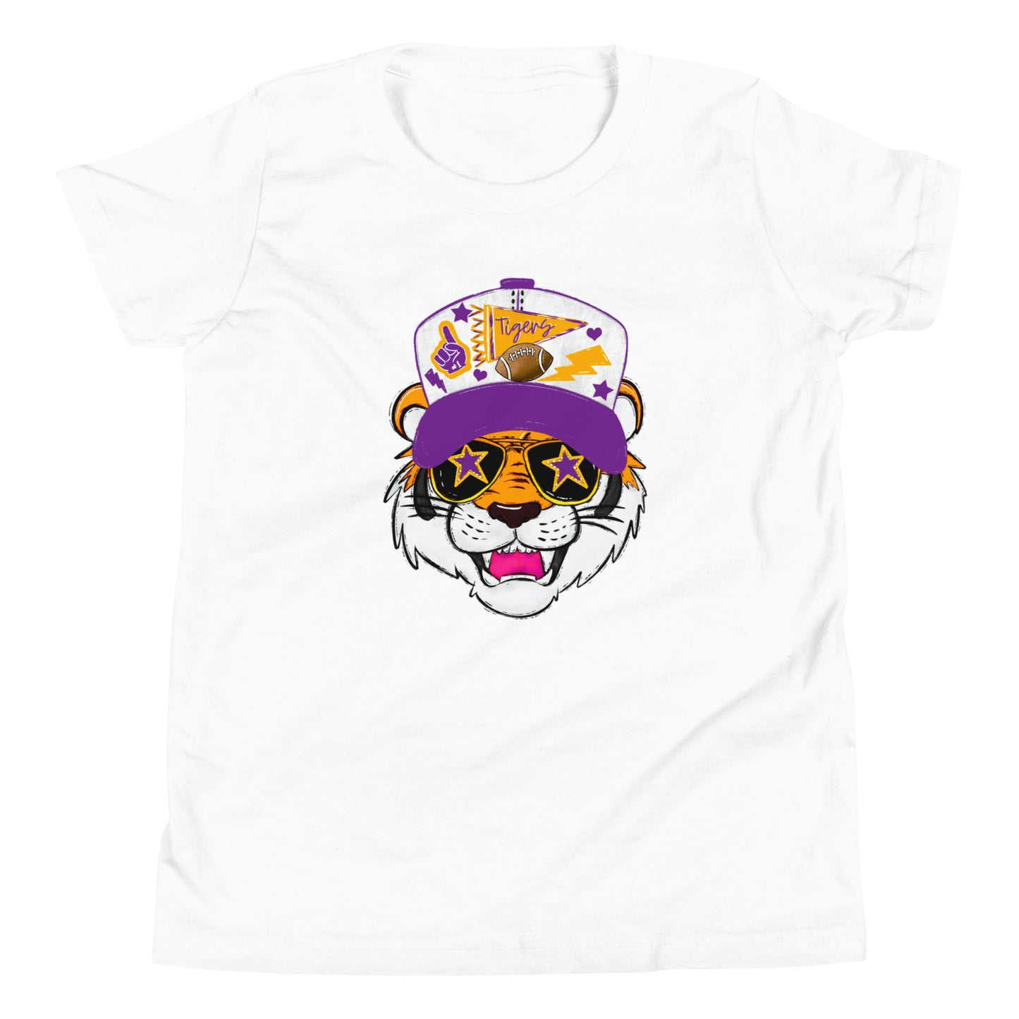 Tiger Trucker Hat Youth Short Sleeve T-Shirt